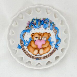 Vintage Lucy & Me 1989 Enesco Miniature Porcelain Heart Cutout Trinket Dish 3"